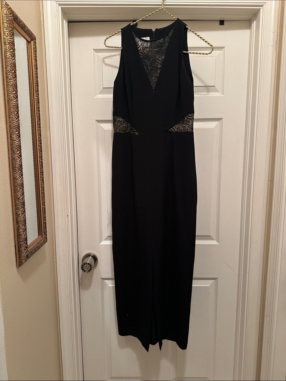 Black Sleeveless  Dress with Lace Insets